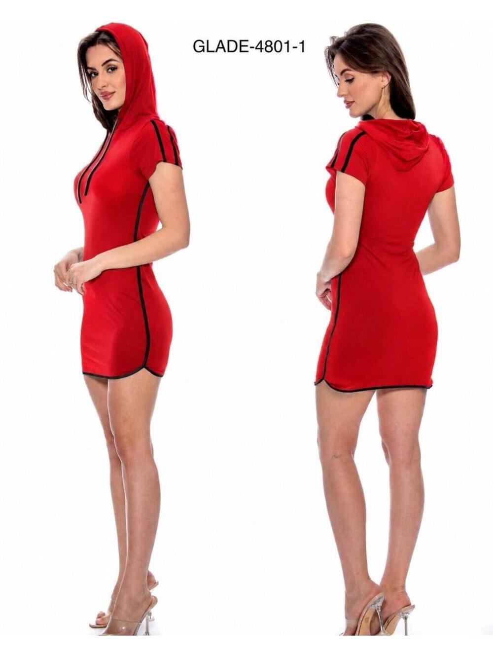 True Rock Hooded Mini Dress - Red  - Large